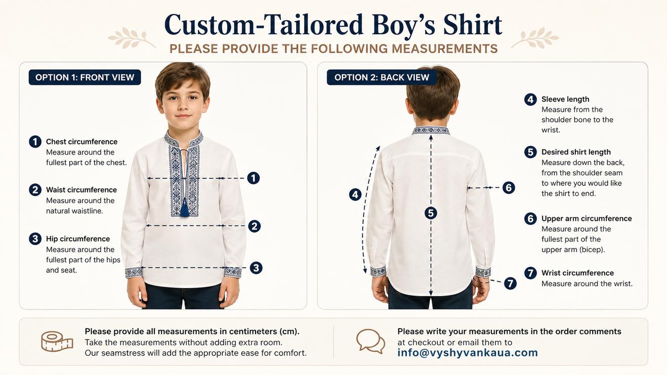 Boys’ Ukrainian Vyshyvanka – White Embroidered Traditional Shirt