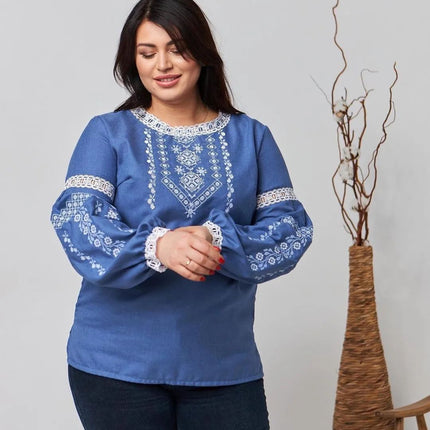 Ukrainian embroidered blouse plus size