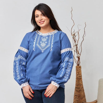 Ukrainian embroidered blouse plus size