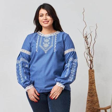 Ukrainian embroidered blouse plus size