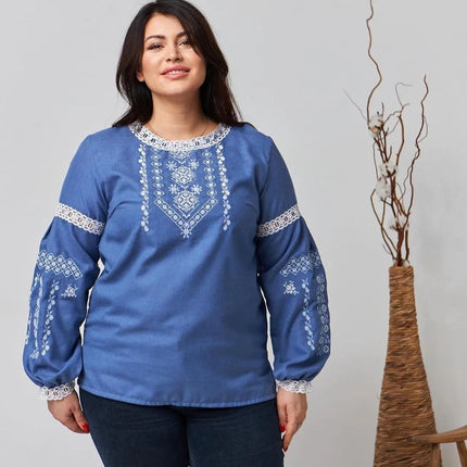 Ukrainian embroidered blouse plus size