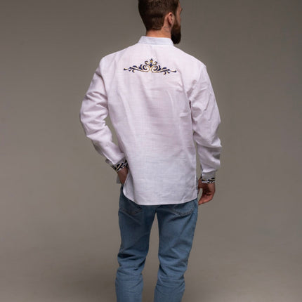 Men's Ukrainian vyshyvanka with Ukrainian symbols