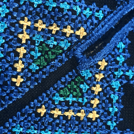 Men's embroidered jacket of black color with Harmony ornament with blue and red ornament
