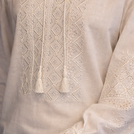 Men’s White Ukrainian Wedding Shirt with Embroidery