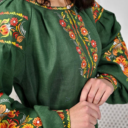Dress Ukrainian with Petrykivka-style embroidery
