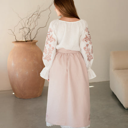 Women’s Ukrainian Embroidered Set – Long Linen Dress & Traditional Plakhta