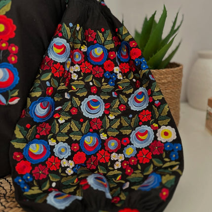 Black Ukrainian Embroidered Vyshyvanka Blouse