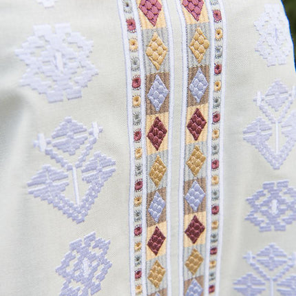 Women’s Ukrainian Embroidered Vyshyvanka Blouse – Ivory Linen Shirt