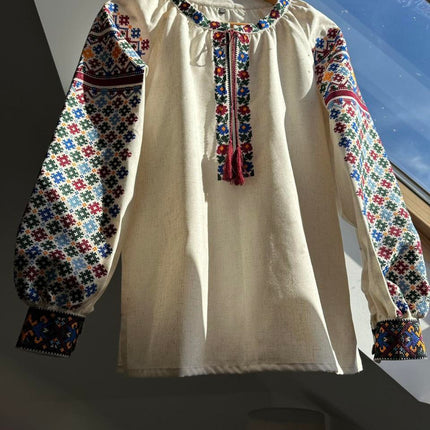 Women’s Ukrainian Vyshyvanka Blouse – Multicolor Floral & Geometric Embroidery