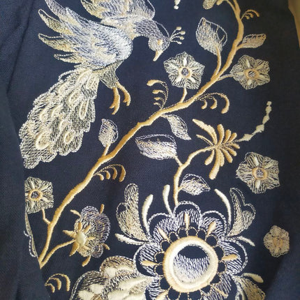 Elegant Ukrainian linen dress with embroidery