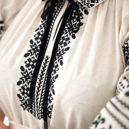Ukrainian linen embroidered dress