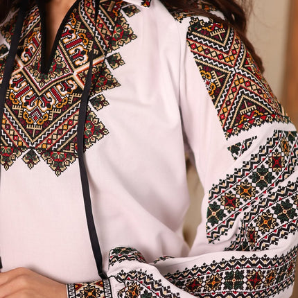 Traditional Ukrainian vyshyvanka with rich geometric embroidery