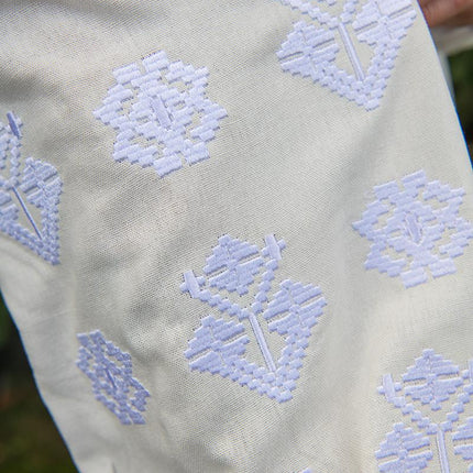 Women’s Ukrainian Embroidered Vyshyvanka Blouse – Ivory Linen Shirt