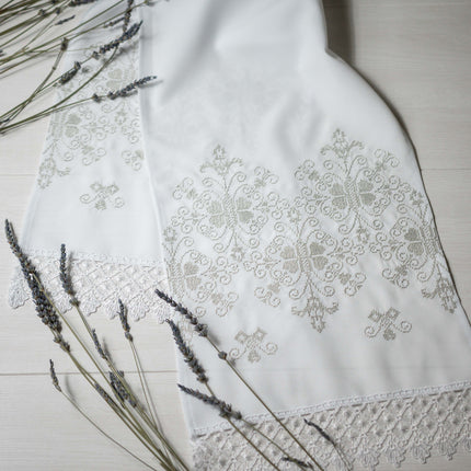 Ukrainian Rushnyk Embroidery Towel Blank with Lace – Pack of 10