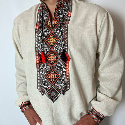 Ukrainian Men's Embroidered Linen Shirt Vyshyvanka