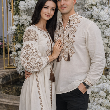 Men’s Linen Vyshyvanka – Natural Unbleached Linen Ukrainian Embroidered Shirt