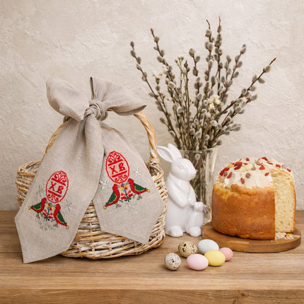 Beige Linen Easter Bow – Natural Decoration for Your Holiday Basket