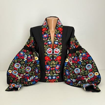 Black Ukrainian Embroidered Vyshyvanka Blouse