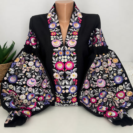 Black Ukrainian Embroidered Vyshyvanka Blouse