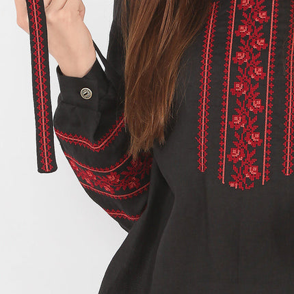Black blouse with embroidery