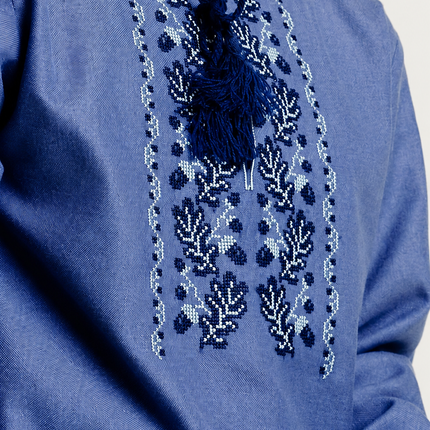 Blue Ukrainian Boy’s Vyshyvanka Shirt – Embroidered Kids Shirt