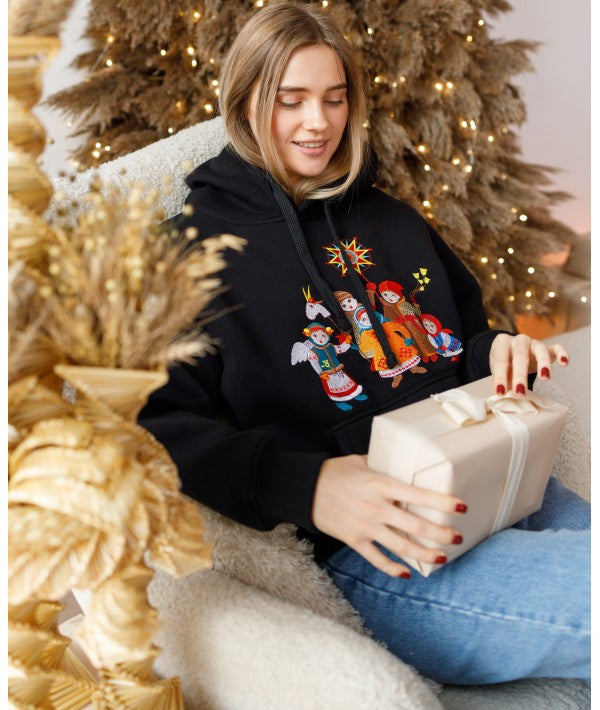 Christmas Hoodies with Embroidered Ornaments