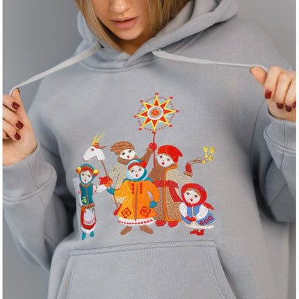 Christmas Hoodies with Embroidered Ornaments