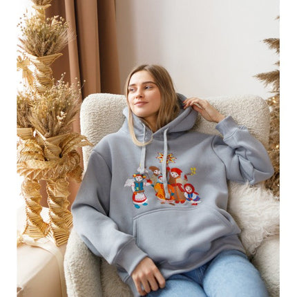 Christmas Hoodies with Embroidered Ornaments