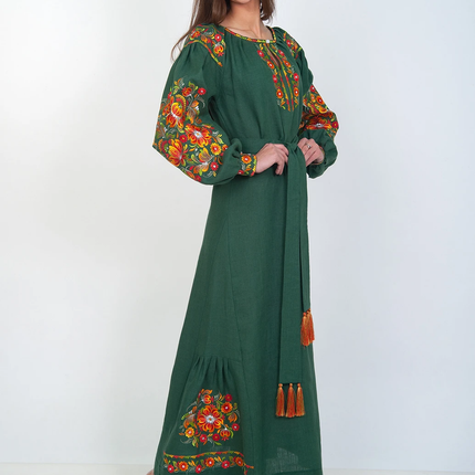 Dress Ukrainian with Petrykivka-style embroidery