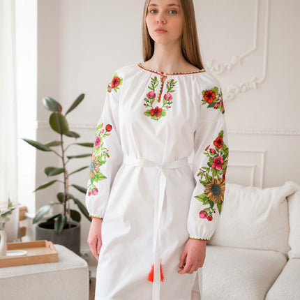 Dress with sunflower embroidery
