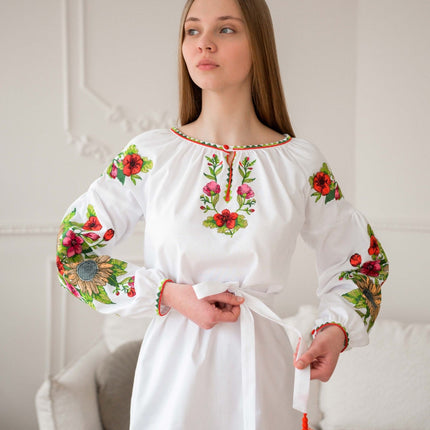 Dress with sunflower embroidery