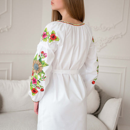 Dress with sunflower embroidery
