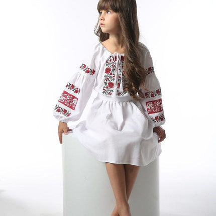 Dress girls with traditional embroidery