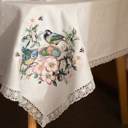 Easter Embroidered Tablecloth with Lace Trim – Made in Ukraine