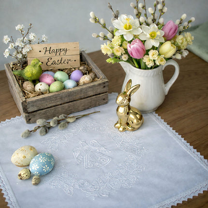 Easter Linen Napkin with Angel Embroidery – Elegant Holiday Decor