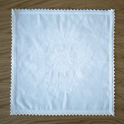 Easter Linen Napkin with Angel Embroidery – Elegant Holiday Decor