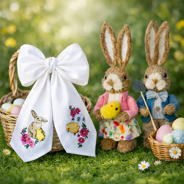 Embroidered Easter Basket Bow – Ukrainian Holiday Decor