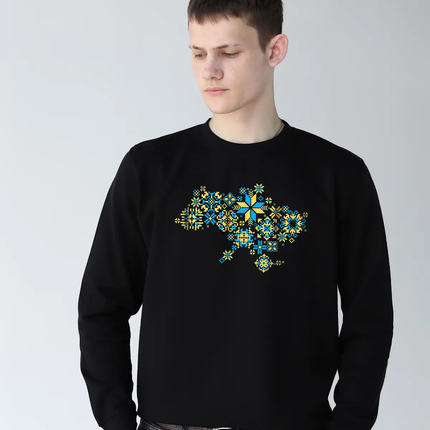 Embroidered Sweatshirt with a Map of Ukraine