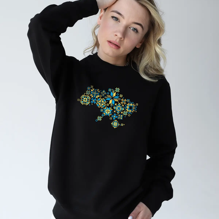 Embroidered Sweatshirt with a Map of Ukraine