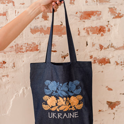 Embroidered Ukrainian Tote Bag with Floral Pattern