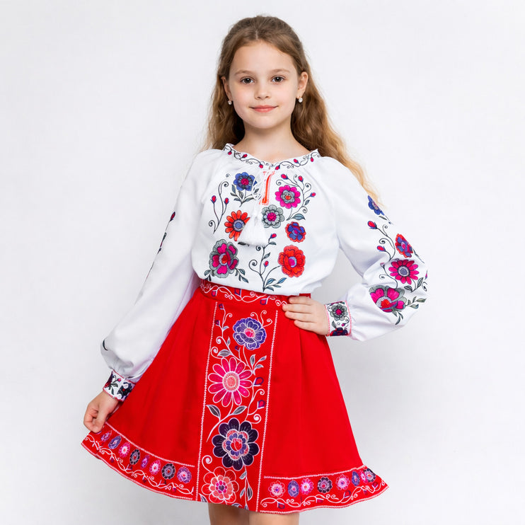 Embroidered Ukrainian Dress for Girls – Floral Vyshyvanka Costume