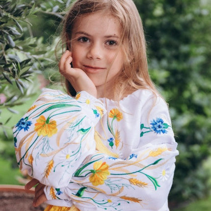 Embroidered blouse for a girl Field Flowers