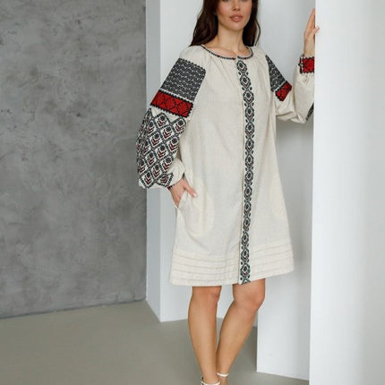 linen dress with snap buttons