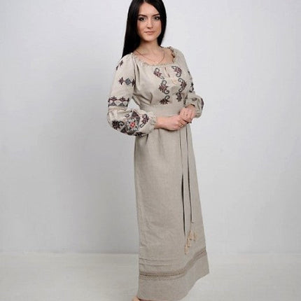 Embroidered ethnic dress with lace in Ukrainian style