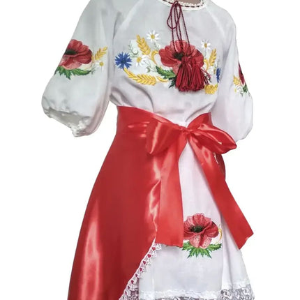 Ukrainian traditional costume with vyshyvanka for girls