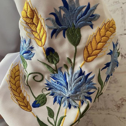 Girls Ukrainian Embroidered Vyshyvanka Blouse – Blue Floral Design