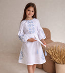 White with blue