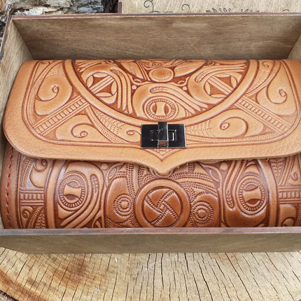 Handmade women's leather bag with gift packaging