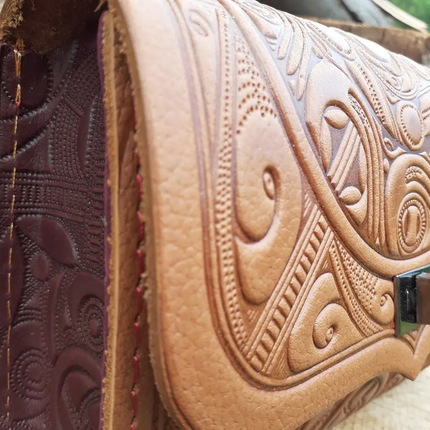 Handmade women's leather bag with gift packaging