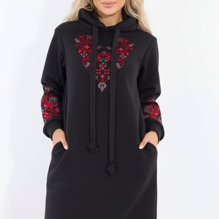 Hoodie Dress with Ukrainian Embroidery